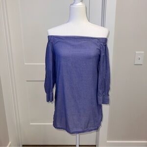 Theory Off-Shoulder Blue Blouse